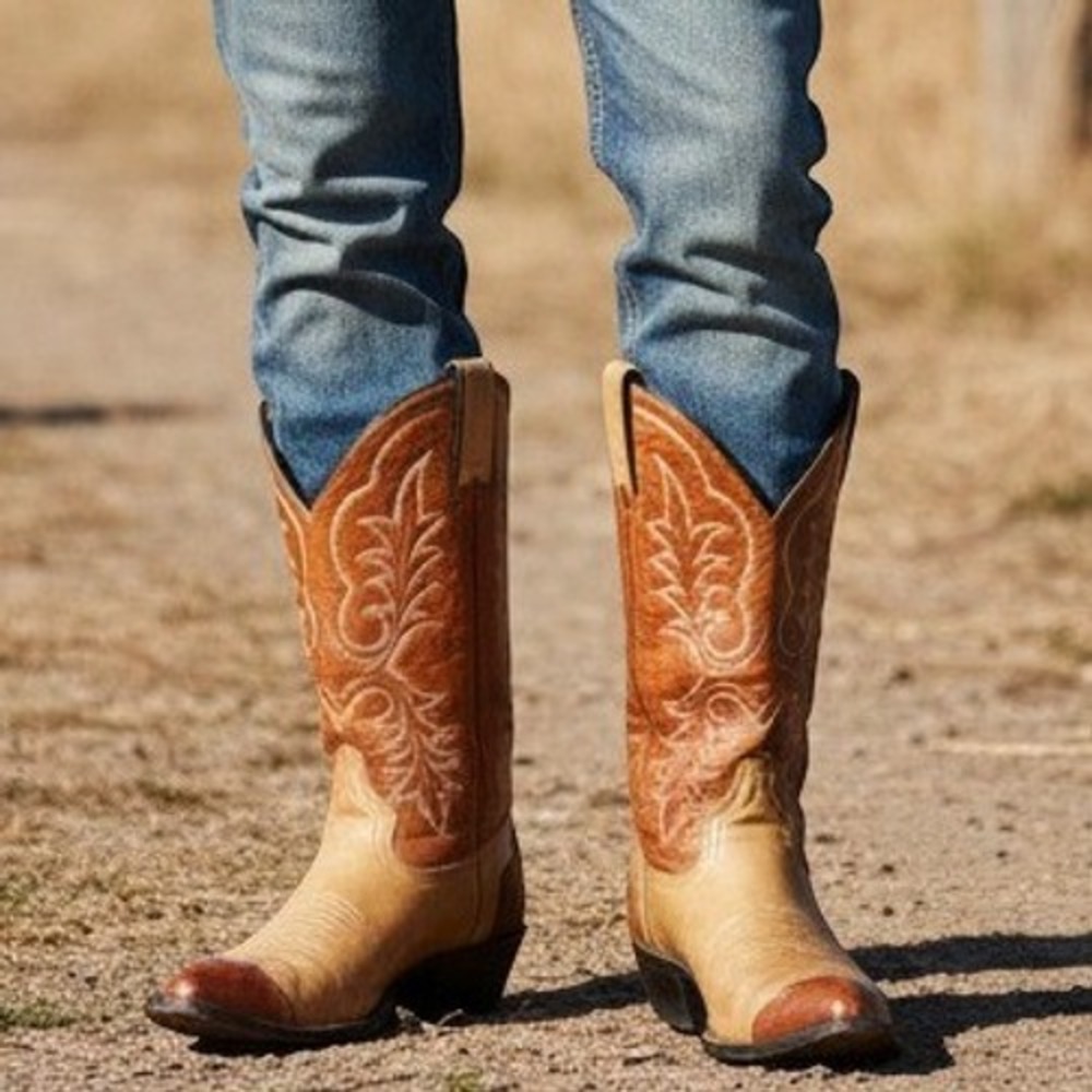 Imperial 1126 Men Western Cowboy Boots 10.5 D Vintage Work Tan Cognac Leather